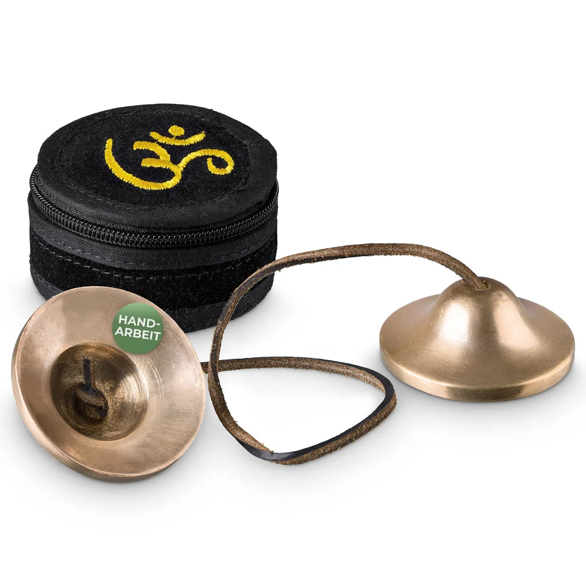 Tibetische Zimbeln [Ø 5,5 cm], heller Ton, matt ohne Symbole, für Meditation (Tingsha), Klangmassage und Klangtherapie