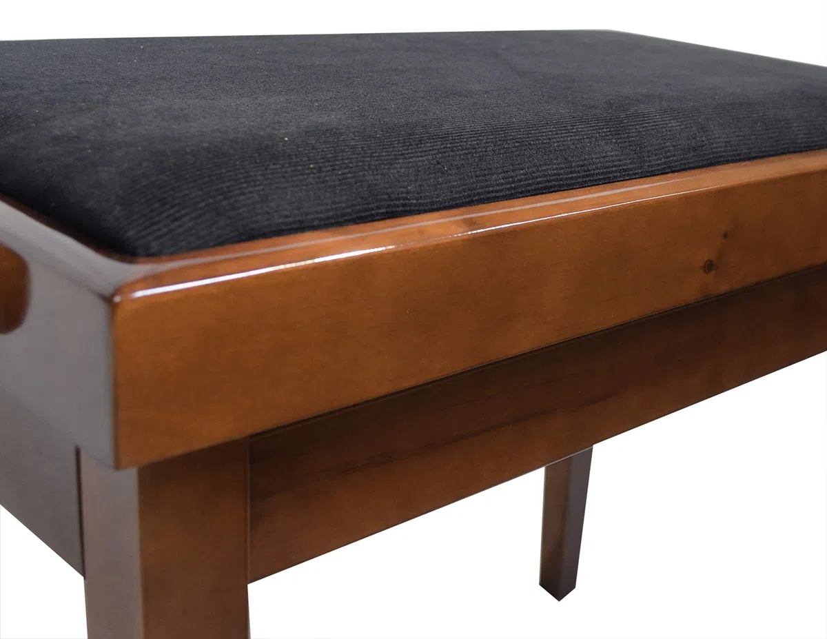 MSA KLAVIERBANK - PIANOSTUHL - KLAVIERHOCKER - PIANOBANK - WALNUSS BRAUN - POLSTERUNG SCHWARZ - HÖHENVERSTELLBAR - SITZFLÄCHE 36cm x 56cm - KL3