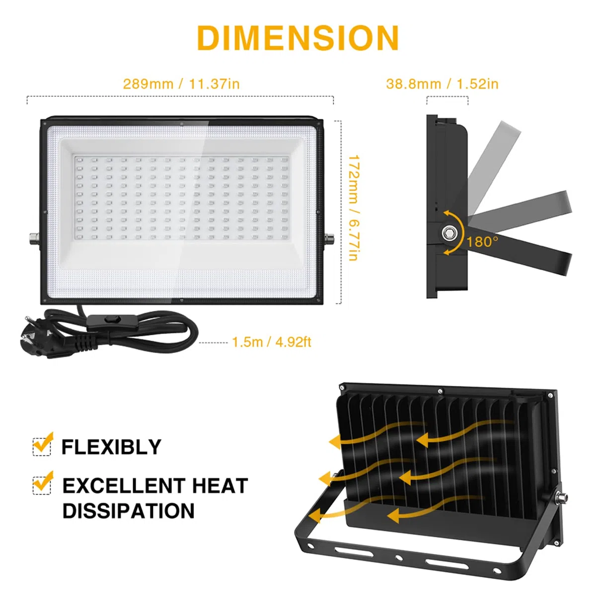 Onforu 100W LED Schwarzlicht Strahler, UV Fluter mit Stecker, IP66 Wasserdicht Schwarzlichtlampe, Fluoreszenz Blacklight mit Schalter, UV Scheinwerfer Partylicht für Bar, Neonfarben, Party Deko