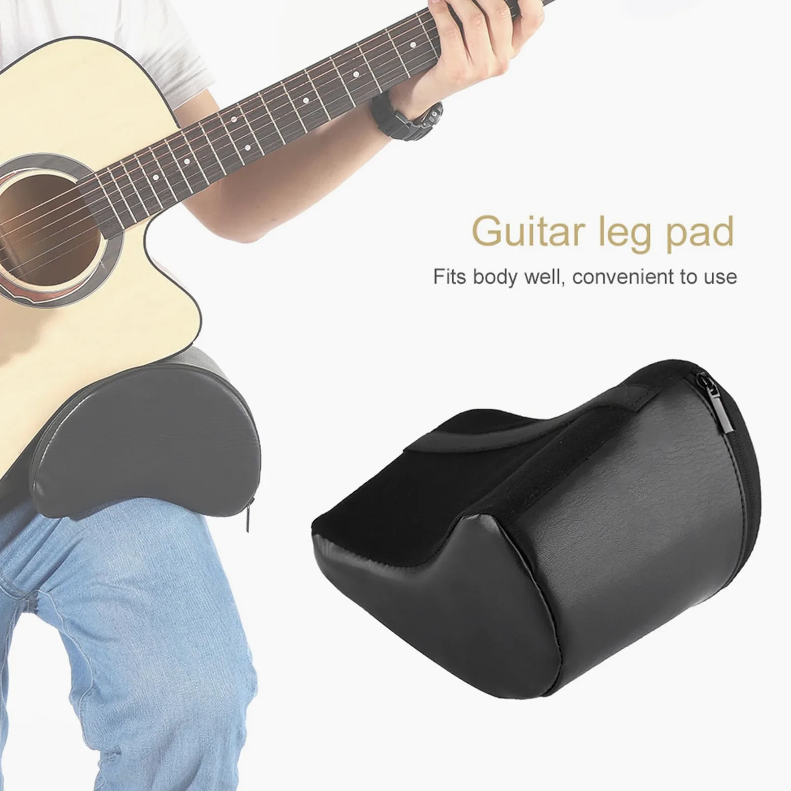 Gitarrenkissen, Gitarrenstütze, weiches Beinpolster, tragbares Musikinstrumentenzubehör, PU-Lederbezug, integrierter weicher Schwamm mit Reißverschluss