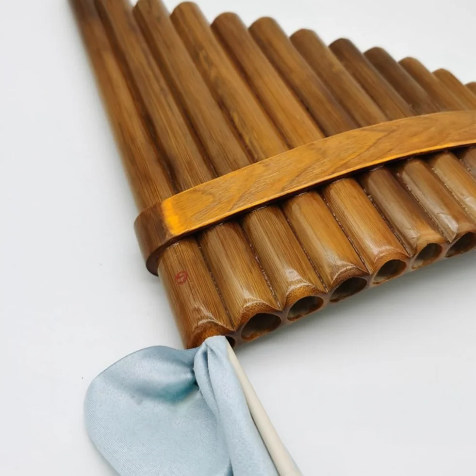 Natürliche Bambusflöte, Windinstrument, handgefertigte Panflöte, 15 Töne in G-Dur, Linkshänder, langlebig, einfach zu installieren