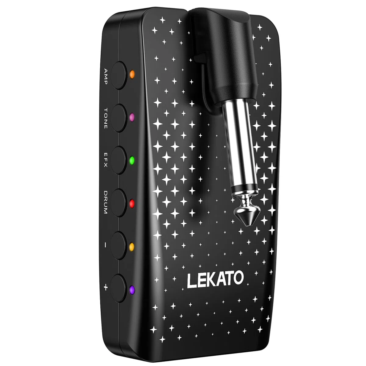 LEKATO Mini-Gitarrenverstärker mit 28 Drum-Grooves, 14 eingebauten Effekten, 14 Verstärkermodellen, wiederaufladbarem Multieffektprozessor mit 14 Presets, Bluetooth, USB-Aufnahme (eingefügt)