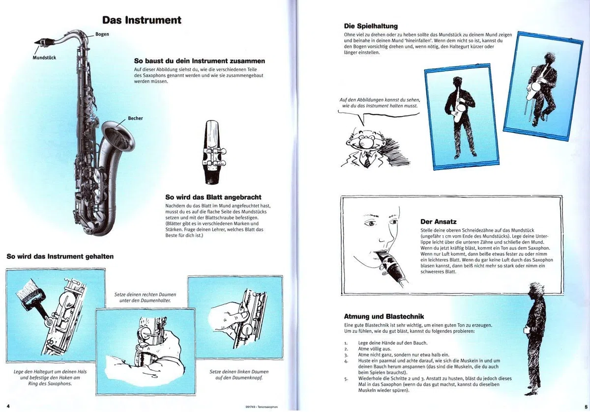 Hören, Lesen & Spielen für Tenorsaxophon - Band 1 - Schule für Tenorsaxophon von Jaap Kastelein, Michiel Oldenkamp mit ONLINE AUDIO 56 Seiten ISBN: 9789043163019