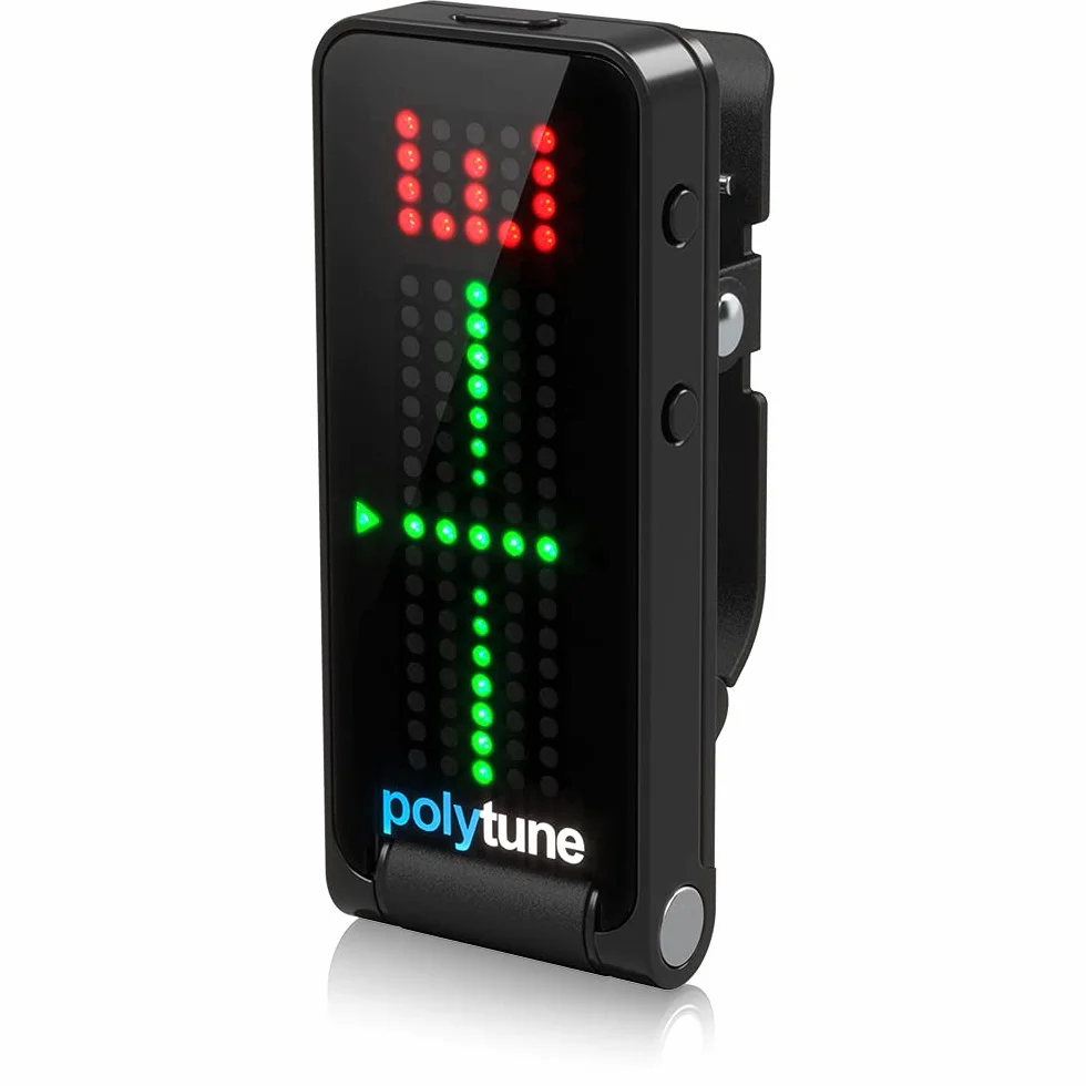 TC Electronic POLYTUNE CLIP BLACK Polyphoner Clip-Tuner mit True Strobe Tuning in Glänzendem Schwarz