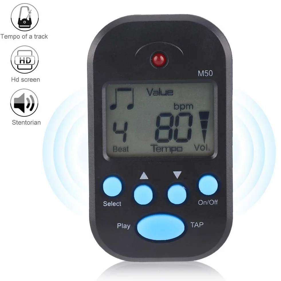 Tragbares digitales LCD Metronom Clip On Beat Tempo Metronom für Musikinstrumentenzubehör, Regler