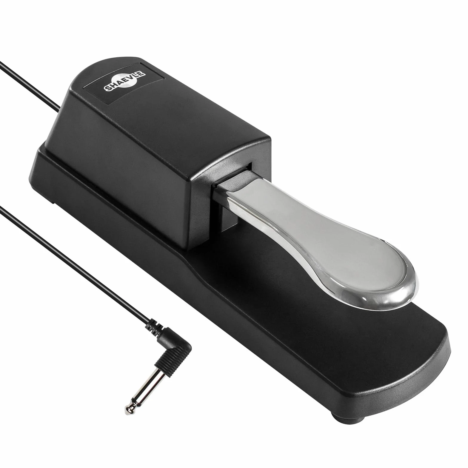 Sustain-Pedal für Keyboards, Digitalpiano, MIDI und Synthesizer mit Polaritätsschalter, 6,35 mm, mit 160 cm Kabeleingangsstecker