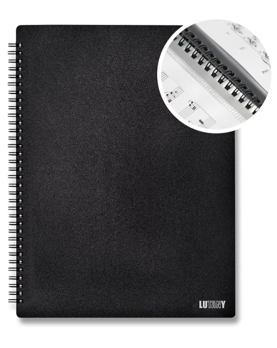 Spiralheft für 60 lose DIN A4-Blätter, LUTANY Notenmappe, blendfrei, Notiz ohne Entnahme möglich, Notenmappe, Hefter, Folder