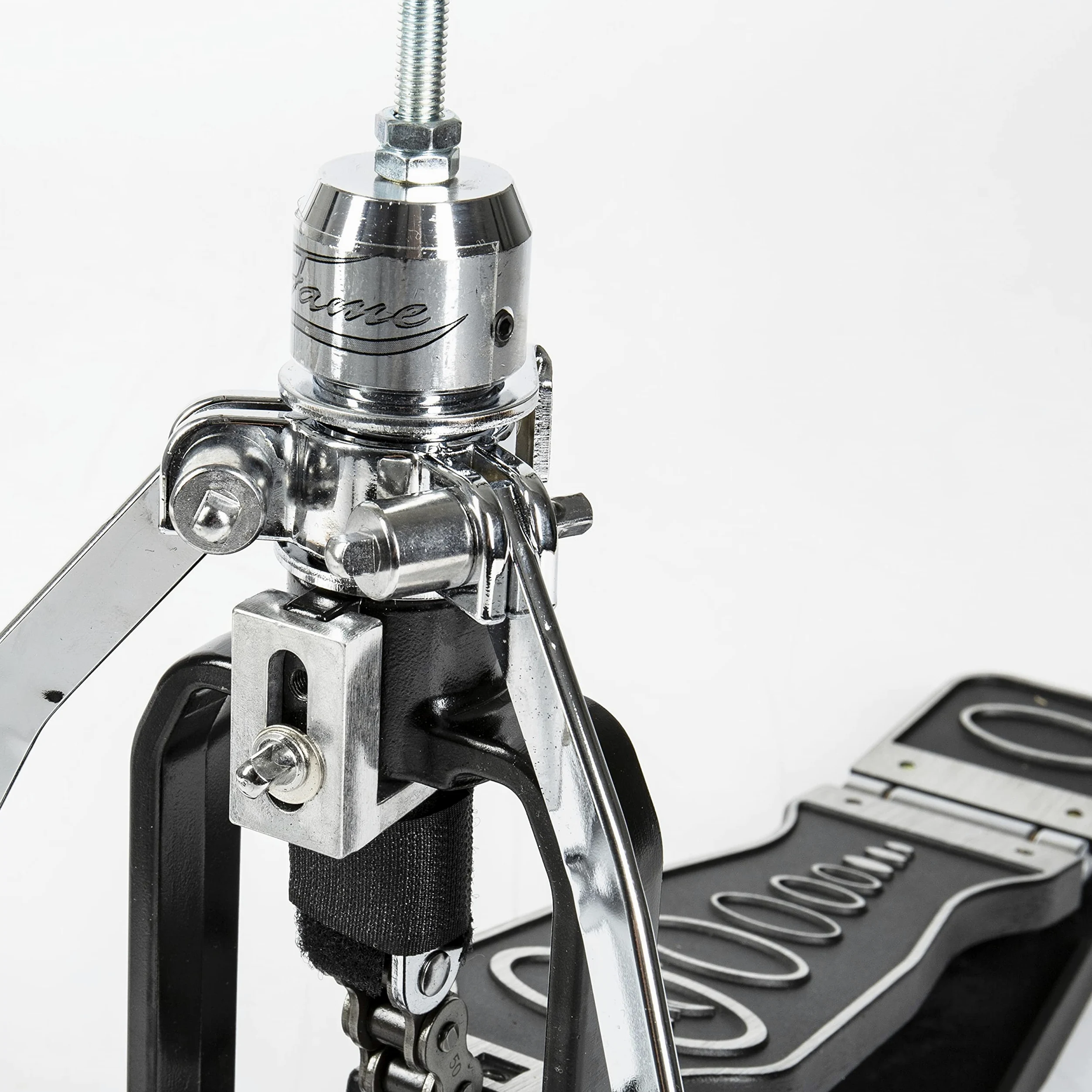 Fame HH9007 Remote Cable HiHat Ständer, Professionelle Einzelkette, Einstrebig, Verchromt, Drehbare Beine, Spikes, Ergonomisches Pedal, Stabiles Kabel, Multiklammer, Drop Clutch
