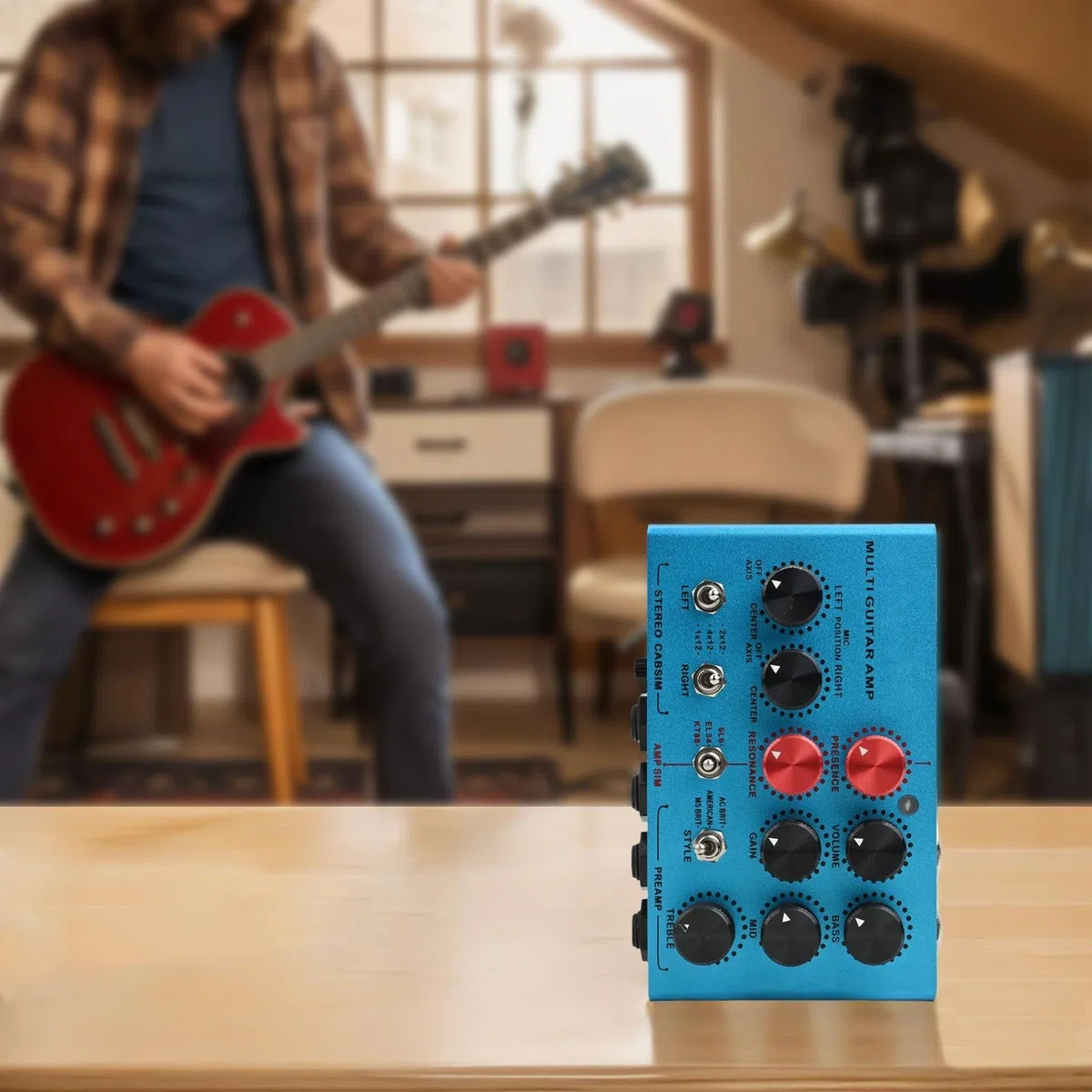 Für MOSKYAUDIO Multi-Effects Gitarrenverstärker Simulator Pedal mit Stereo Cab Simulation, Für FX Loop Station & TRS DI Output, Kompakter Elektrischer Vorverstärker Prozessor für Kopfhörer-Übung
