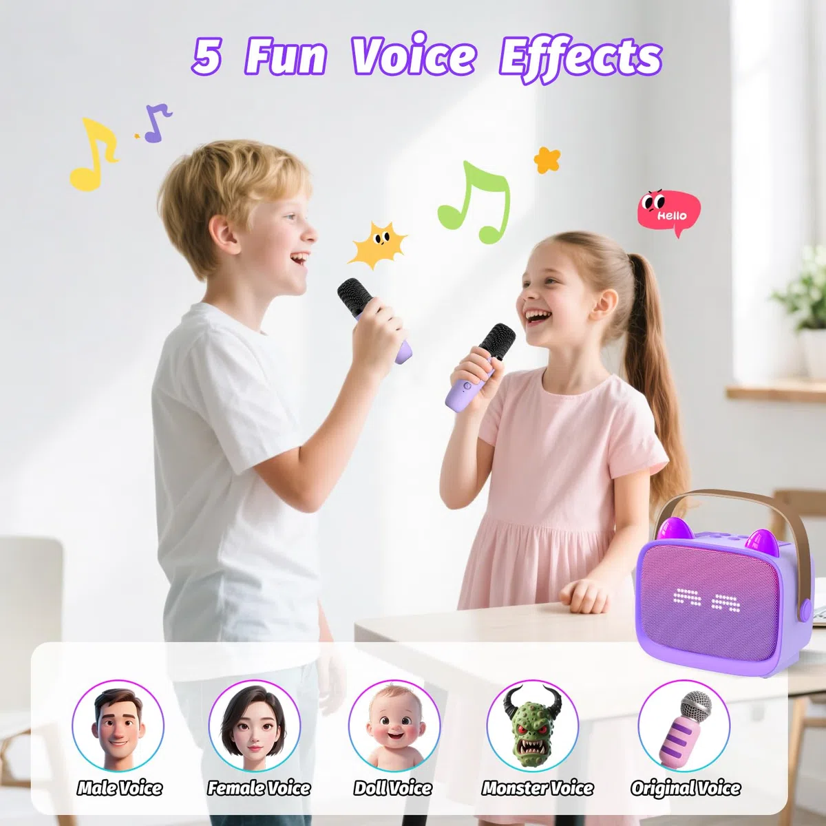 Karaoke Maschine mit 2 Karaoke Mikrofonen Kinder: Mini Karaoke Maschine Geschenk Mädchen mit Mikrofon Kindertag Geschenk Spielzeug 3-12 Jahre - Geburtstagsgeschenk MusikLautsprecher