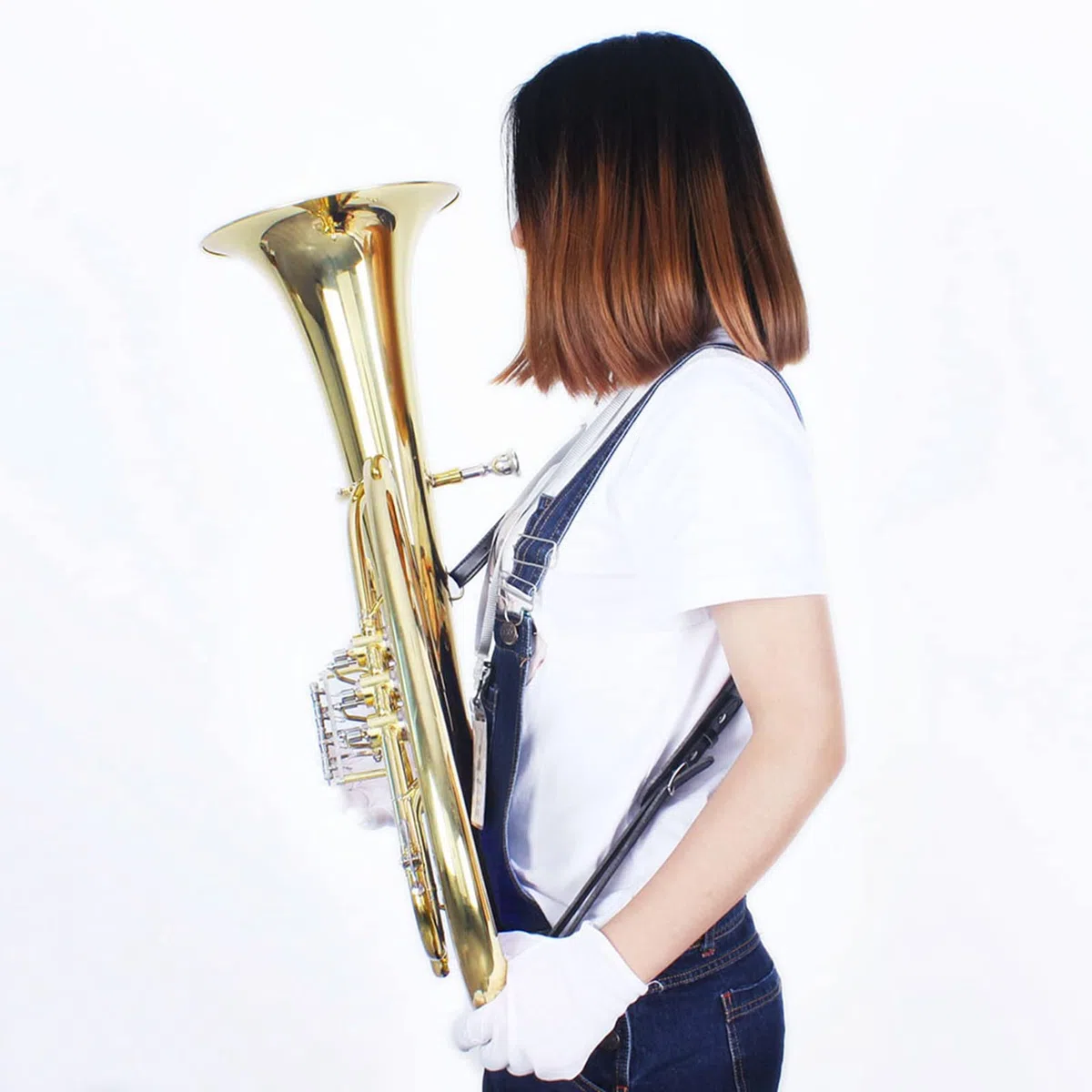 SEAFRONT Tuba Band Tenorhorn, verstellbar Bombardin, Schulterriemen aus Leder, Zubehör für kinder Euphonium Gurt Musikinstrumente