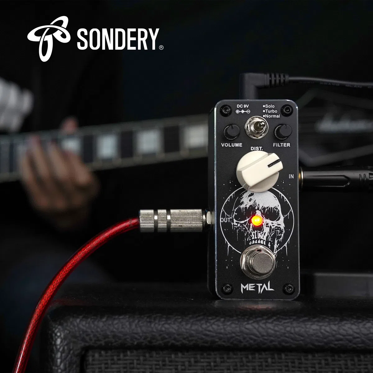 Sondery Metal Distortion Pedal für E-Gitarre, 3 Modi von Solo Turbo und Normal, Mini Effektpedal True Bypass, Art Design Series