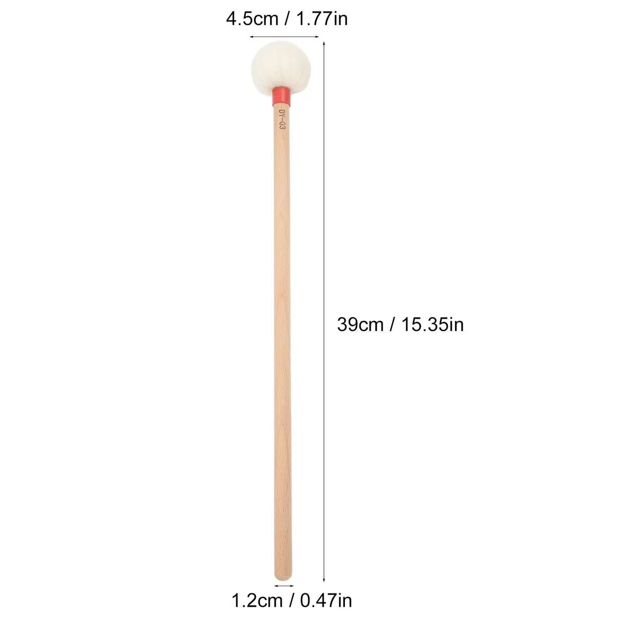 2 Stück Trommelschlägel Filzschlägel Sticks Ahorngriff Holzschlägel Percussion Sticks für Bassdrums Pauken Snaredrums(rot)