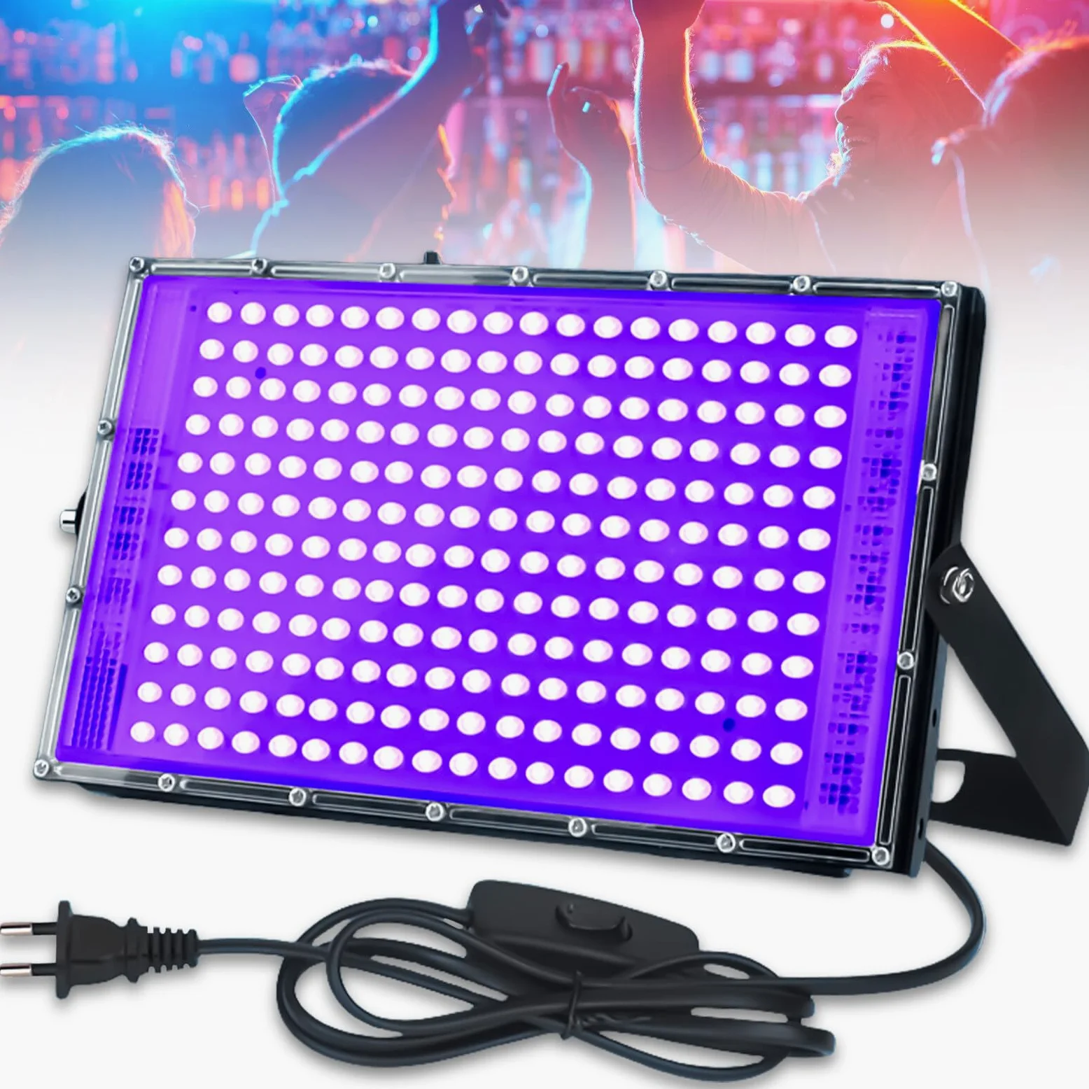 Leikurvo UV Schwarzlicht 150W Blacklight: 150W LED UV Strahler IP66 Wasserdicht Schwarzlichtlampe UV Licht mit Schalter, Geeignet für Parties Bühnenbeleuchtung Körperbemalung Kunstausstellungen
