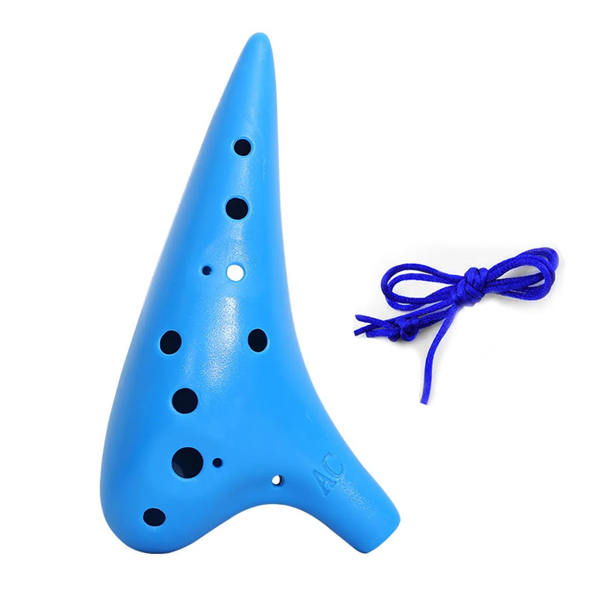 12 Löcher Okarina, Ocarinas Keramik, Keramik Alto C, Ocarina aus Kunststoff, für Anfänger, Einfaches Instrument, Blau, Mit Trageband, 17.5 x 9.5 cm