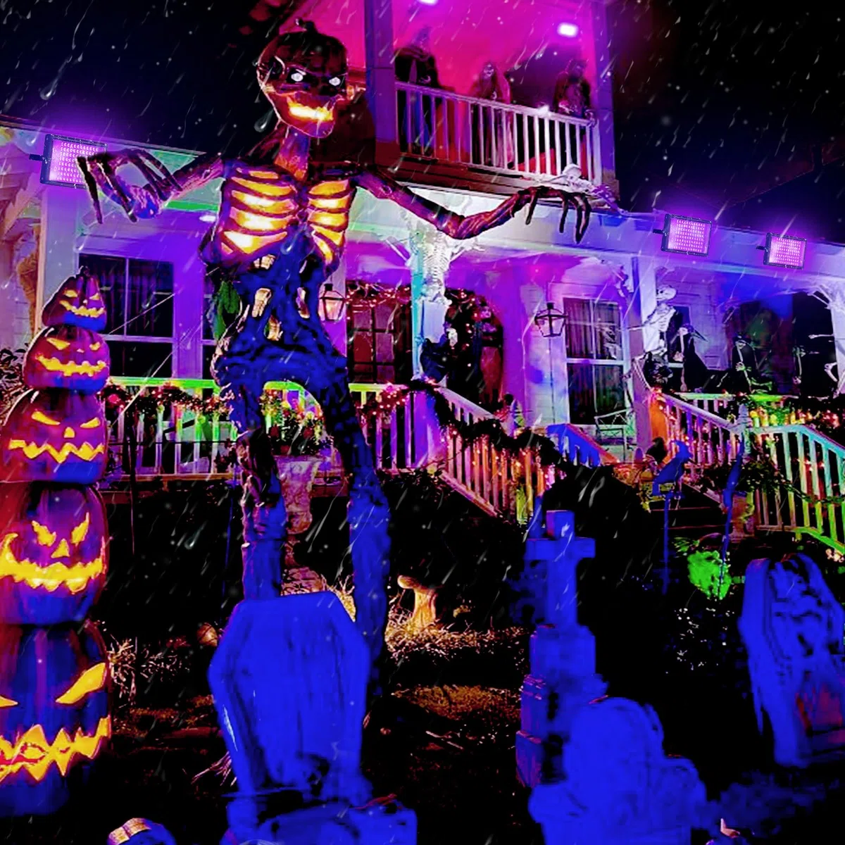 GKT 100W LED Schwarzlicht, Schwarzlicht Strahler, IP66 Wasserdichtes, schwarzlichtlampe mit Stecker, Passend für Halloween, Körpermalerei, Fluoreszierende Poste, Party Deko, Weihnachten