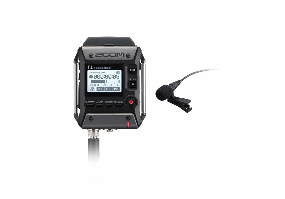 ZOOM F1-LP Field Recorder mit Lavaliermikrofon – Professioneller Audiorecorder für Film, Podcast & Interviews – EU-Version – Schwarz