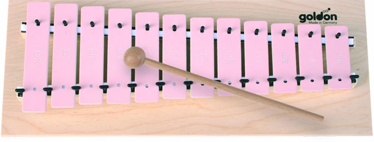 Goldon Metallophon 12 rosa Klangplatten Diatonisch C3 bis G4 Handmade in Germany