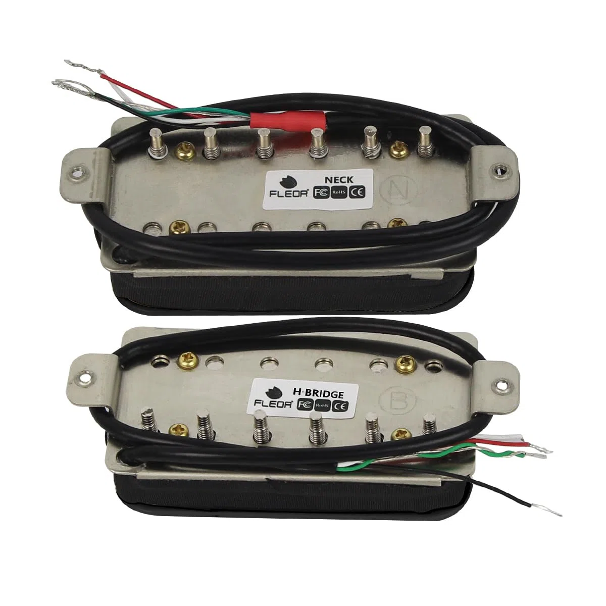 FLEOR Alnico 5 klassischer Ton Humbucker-Tonabnehmer-Set Hals- und Steg-Tonabnehmer 14-15k für E-Gitarre, Schwarz
