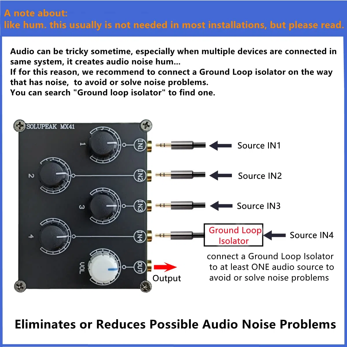 Mini 4-Wege-Audio-Mixer, Stereo, 4-in-1-Out-AUX, passive 3,5-mm-Line-Level-Steuerung MX41