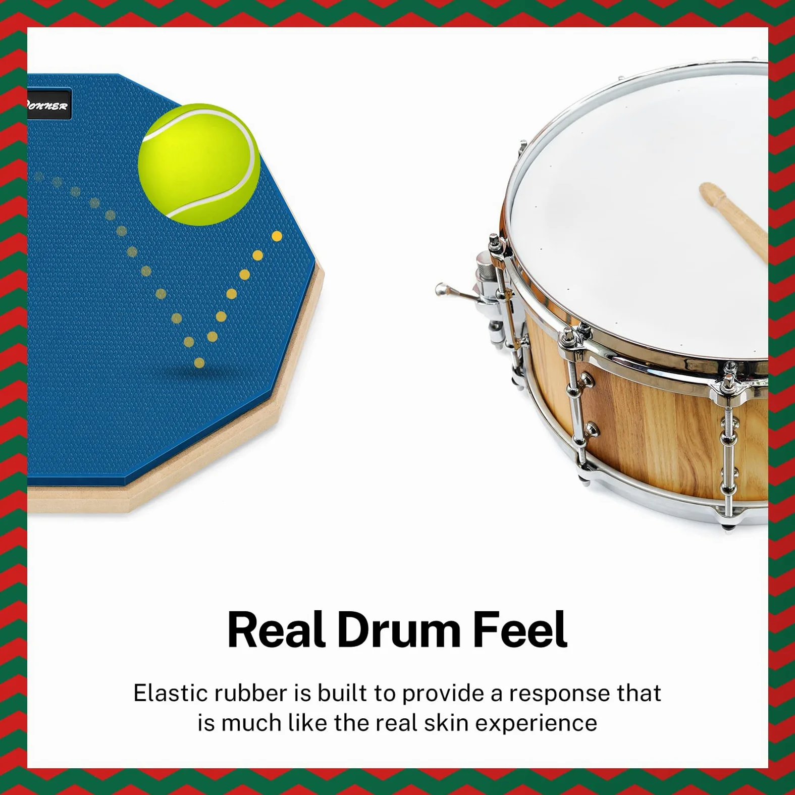 Donner Drum Practice Pad Übungspad 12 Zoll mit Drumsticks, Blau