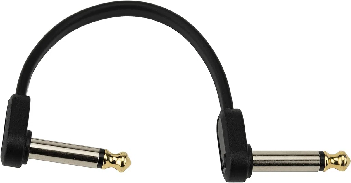 Planet Waves D'Addario Gitarrenkabel - Gitarren-Patchkabel - Instrumentenkabel - Gitarrenzubehör - flaches Patchkabel - 4 Zoll / 101,6 mm - versetzter rechtwinkliger - 2 Stück