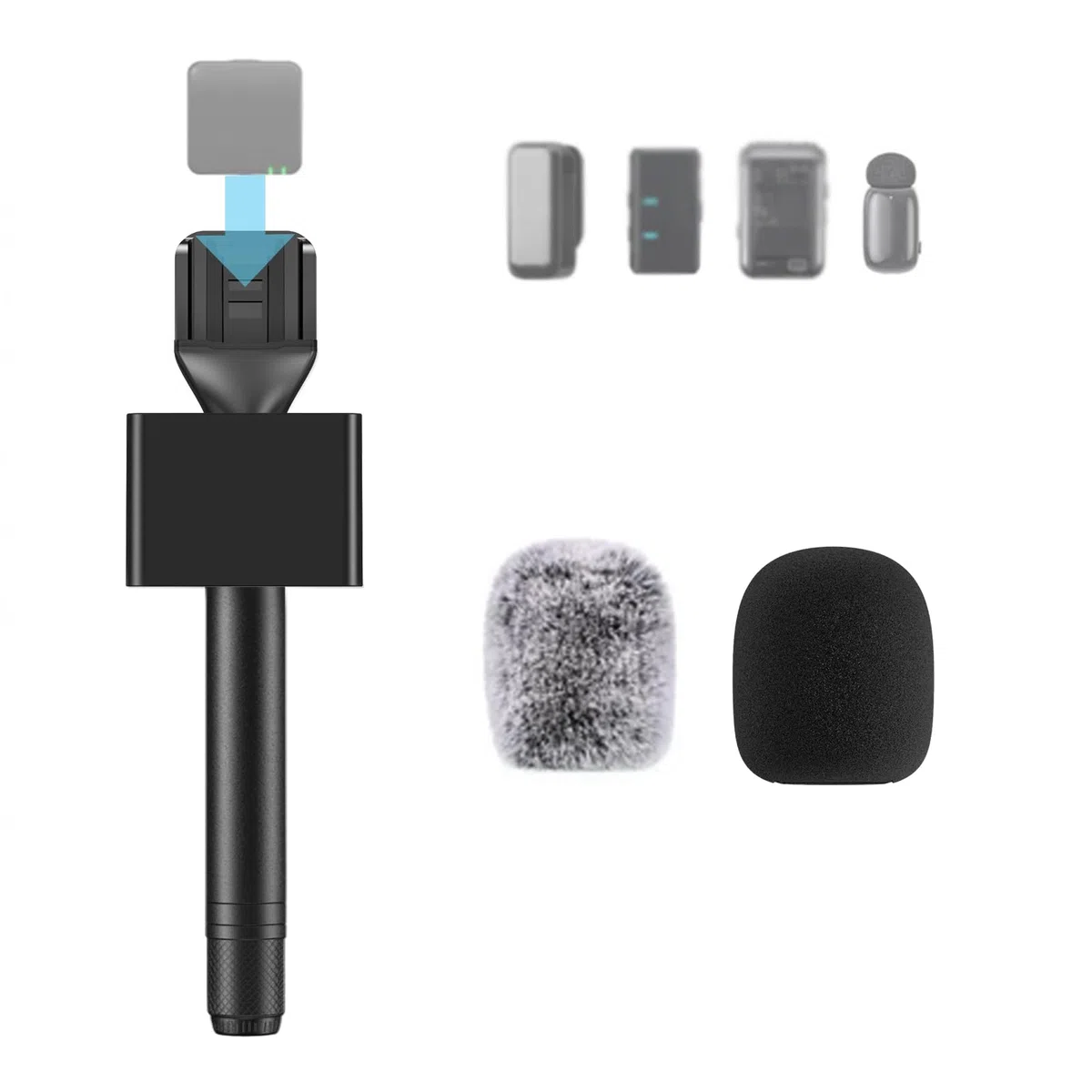 ZealSound Handmikrofon Adapter für DJI Mic, Wireless Lavalier Mikrofon Griff, Funkmikrofon Halter kompatibel mit RØDE Wireless GO, Hollyland Lark, BOYA, Interview Mikrofon