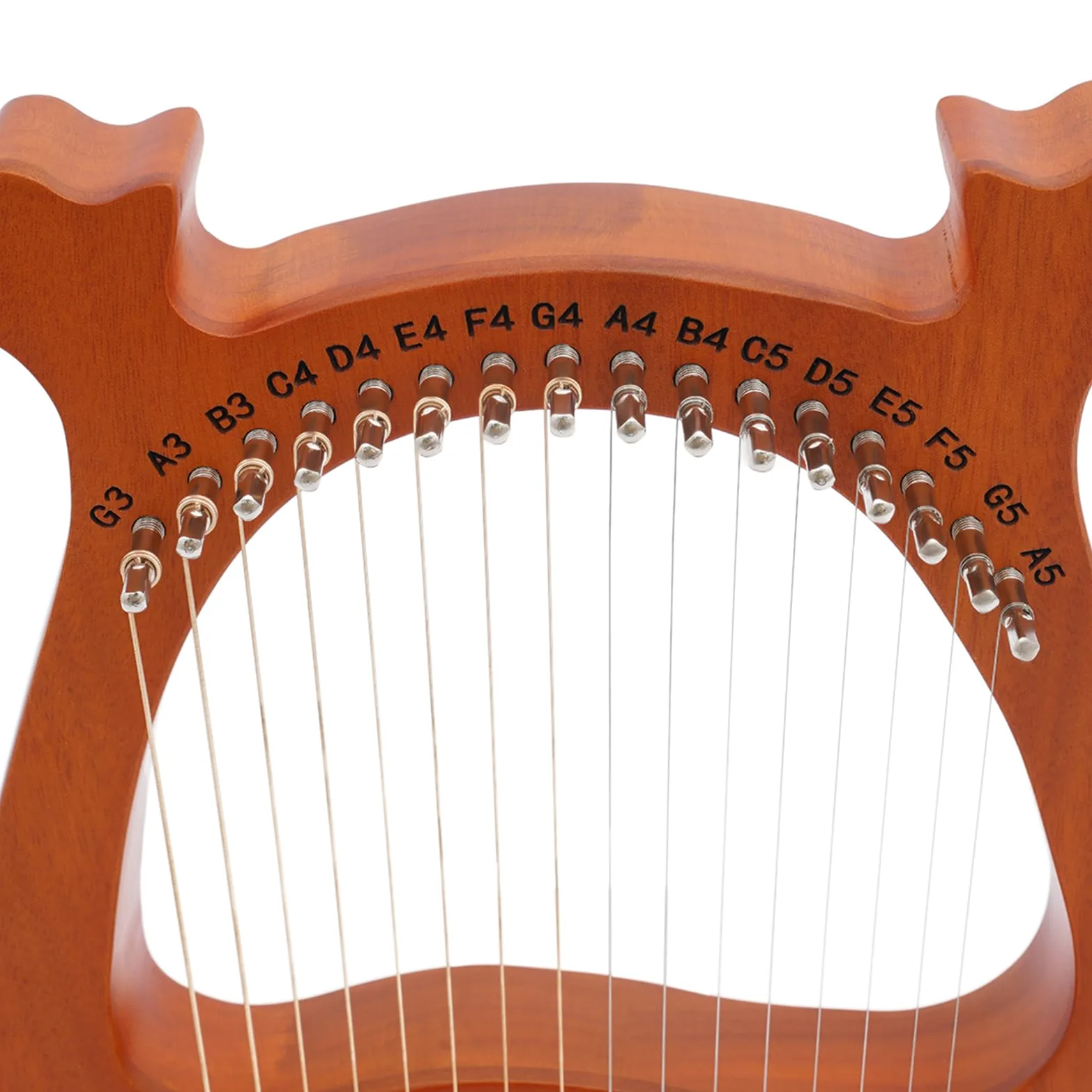 Lyre Harp Harfe aus massivem Mahagoni, Lyra Harfen 16 Metall saiten - Daumenklavier mit Stimmtasten und Paddles,l für Kinder und Erwachsene Musik Liebhaber AnfäNger (Holzfarbe)