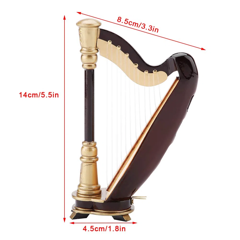 Mini Harfe, Hölzerne Miniatur Harfe Replik Harp Instrumente Musikinstrumente Modell mit Geschenken Case Instrument Model Musikgeschenke Ornamente