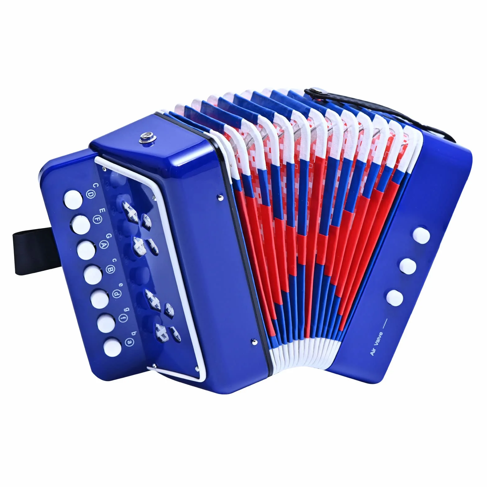 LIEKE Akkordeon 10 Tasten Knopf Accordion Ziehharmonika Musikinstrument Geschenk Spielzeug für Anfänger (Blau)
