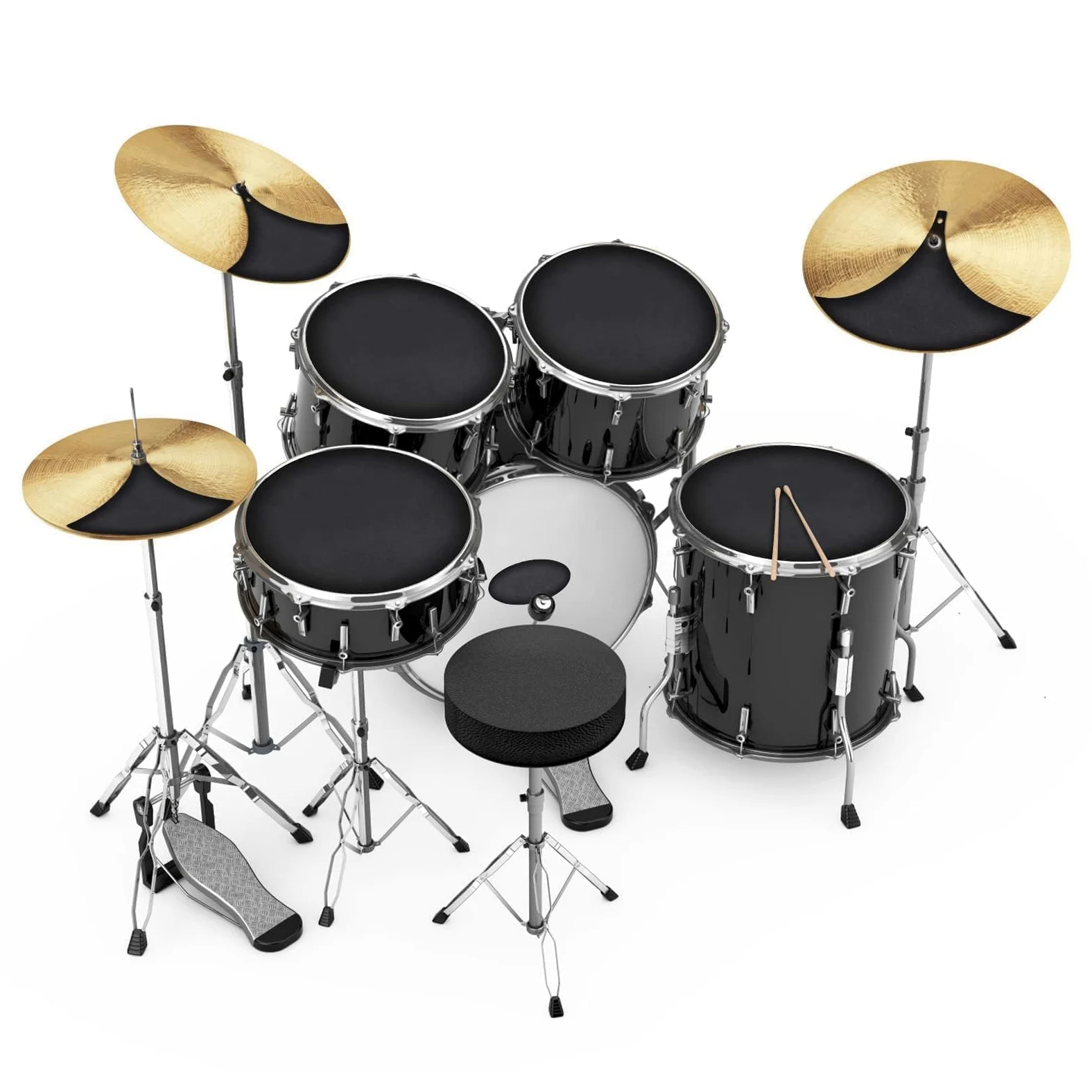 Ejoyous Drum Pad Drum-Schalldämpfer, Schlagzeug Dämpferset 10-TLG Drum Pad Drumming Übungspad aus Gummischaum für Bass Snaredrum