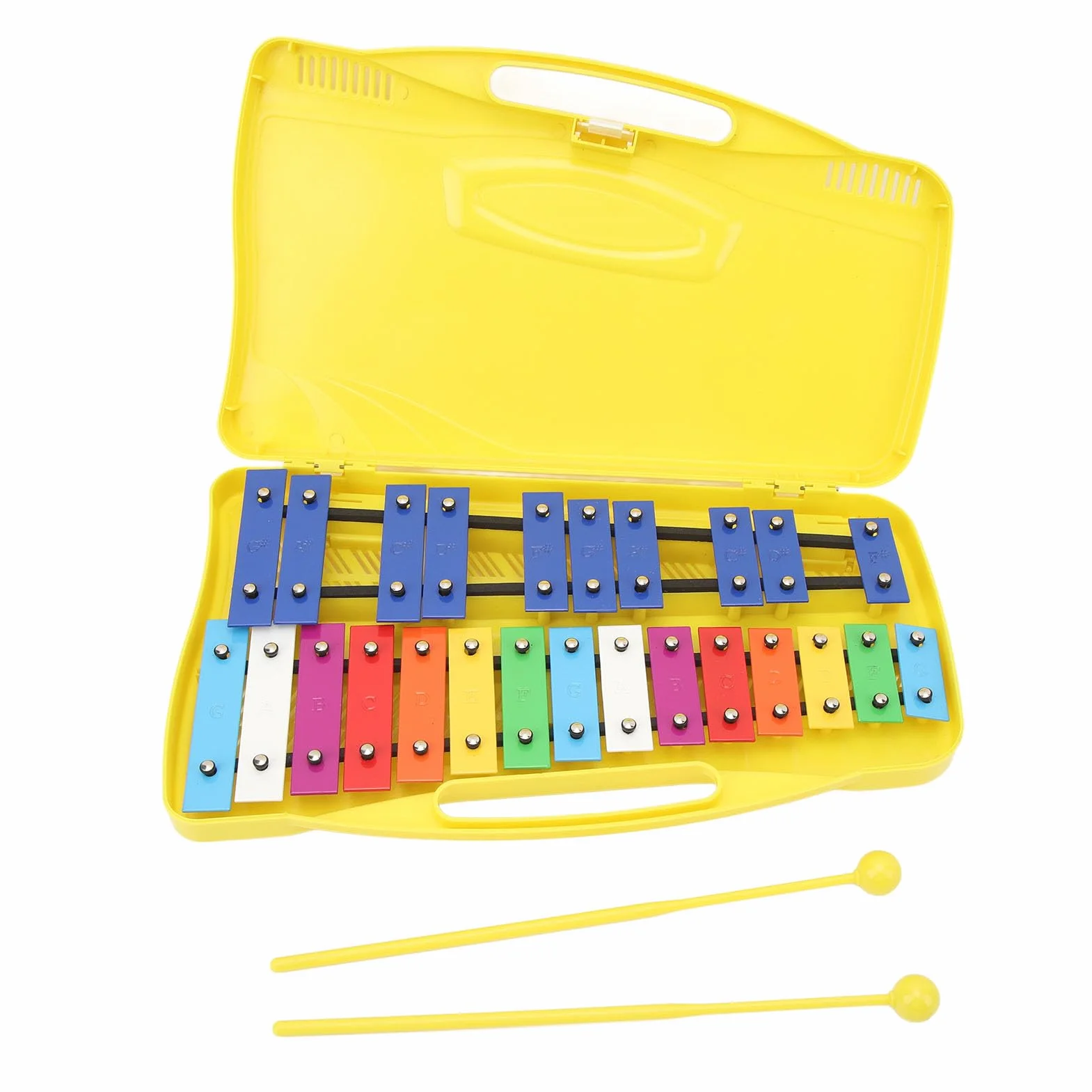 25 Noten Xylophon Professionelles Schlaginstrument aus Aluminiumplatte mit 2 Bunten Schlagtasten Glockenspiel Percussion Rhythmus Musikinstrument