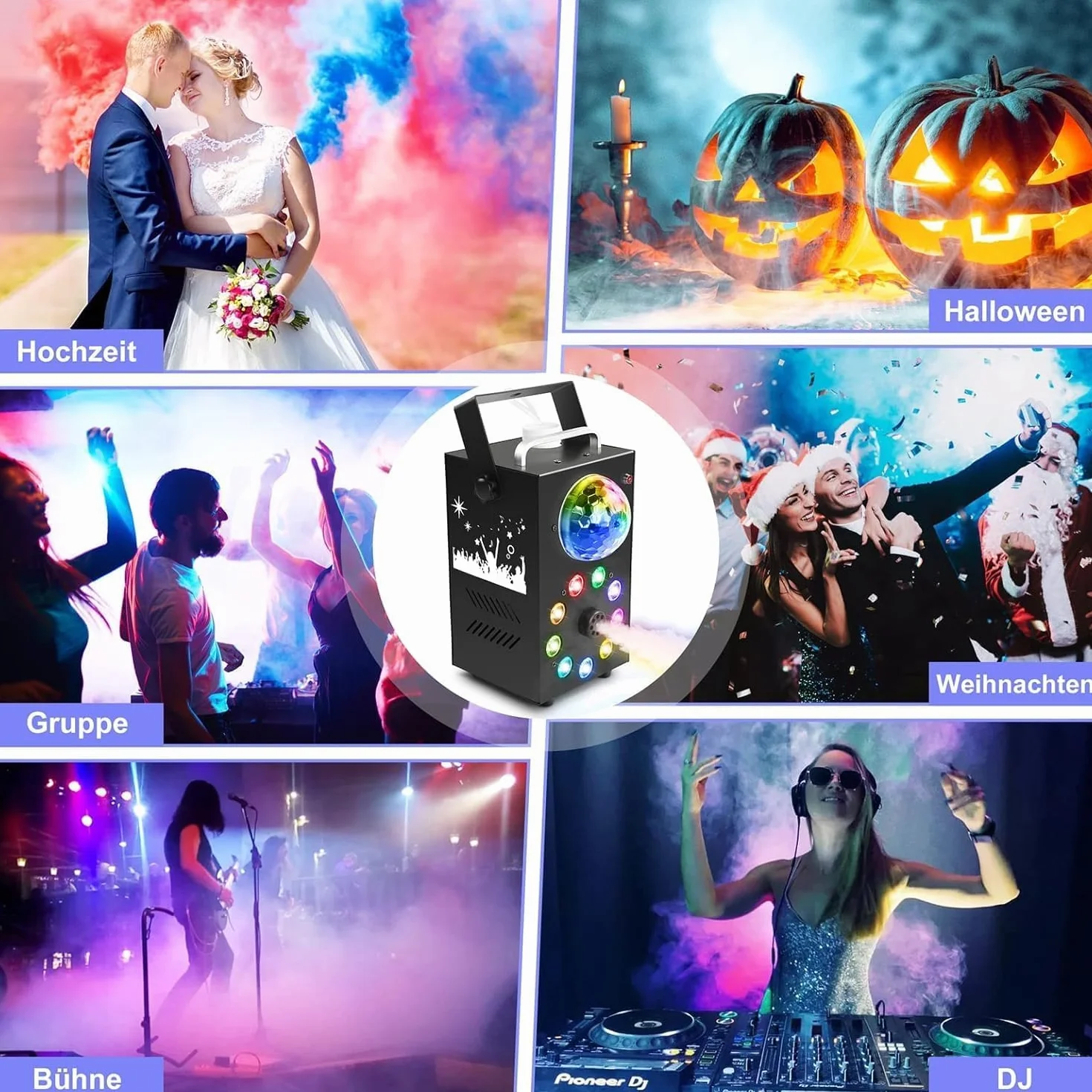 Nebelmaschine, 700W Nebelmaschine mini mit LED Discokugel，Nebelmaschine Halloween mit Fernbedienung für Dekorationen, Halloween, Weihnachten, Partys und Bühnenshows