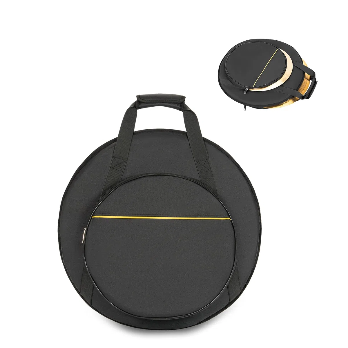 OUUTMEE 22" Beckentasche 600D Wasserdichtes Oxford-Gewebe Cymbalbag mit Gepolsterter Trennwand Platz für 5 Raobao,15" Außentasche, mit Komfortabler Tragegriff,Schwarz