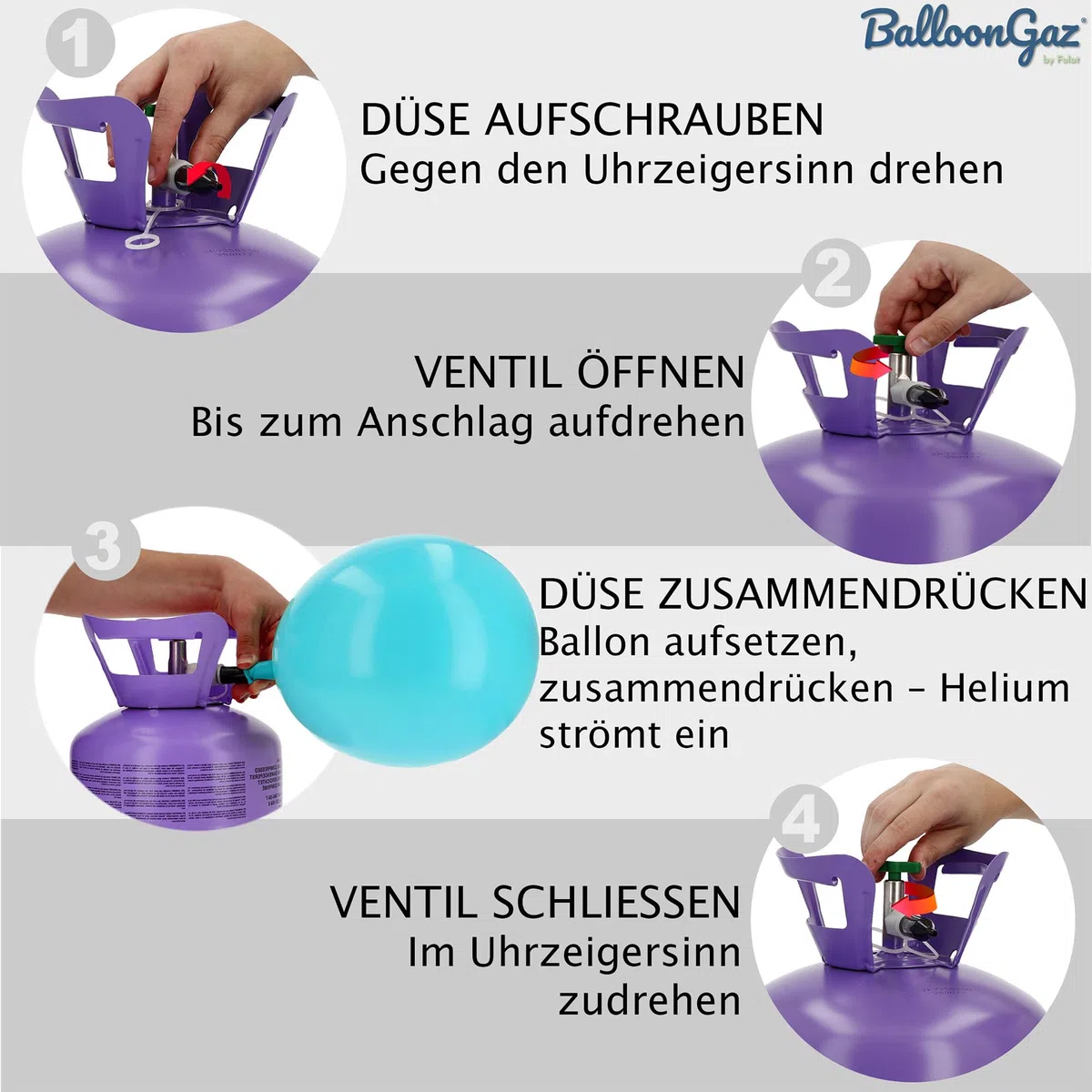 Helium Gasflasche für 85 Luftballons - Helium Balloon Gas für bis zu 85 Folienballon – BalloonGaz XXL Folat 25205 ballongas für Geburtstag, Hochzeit, Party inkl. Informationsblatt | Für Folienballons, Für Geburtstag, Hochzeit, Party, Inkl. Informationsbla
