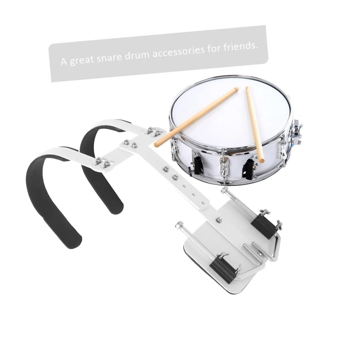 Yardwe Verstellbarer Snare Drum Holder Leicht und Einfach zu Montieren mit Schultergurt aus Aluminiumlegierung und Praktisches Zubehör für Snare Drums für Trommel Groß
