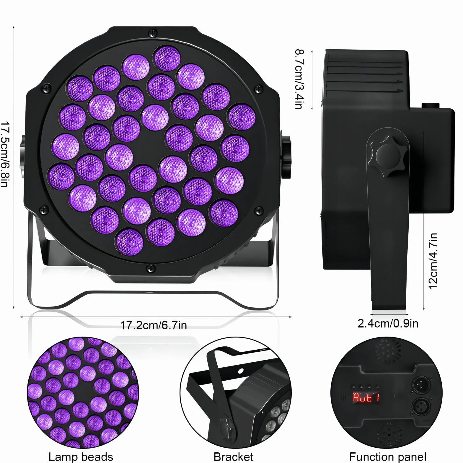 2er UV Schwarzlicht, UKing 36 LED UV Beleuchtung Par Lampe Lichter mit Fernbdienung und DMX512 Steuerung 7 Modi Sound Aktiviert Großartig für Bar DJ Disco Club Party Licht