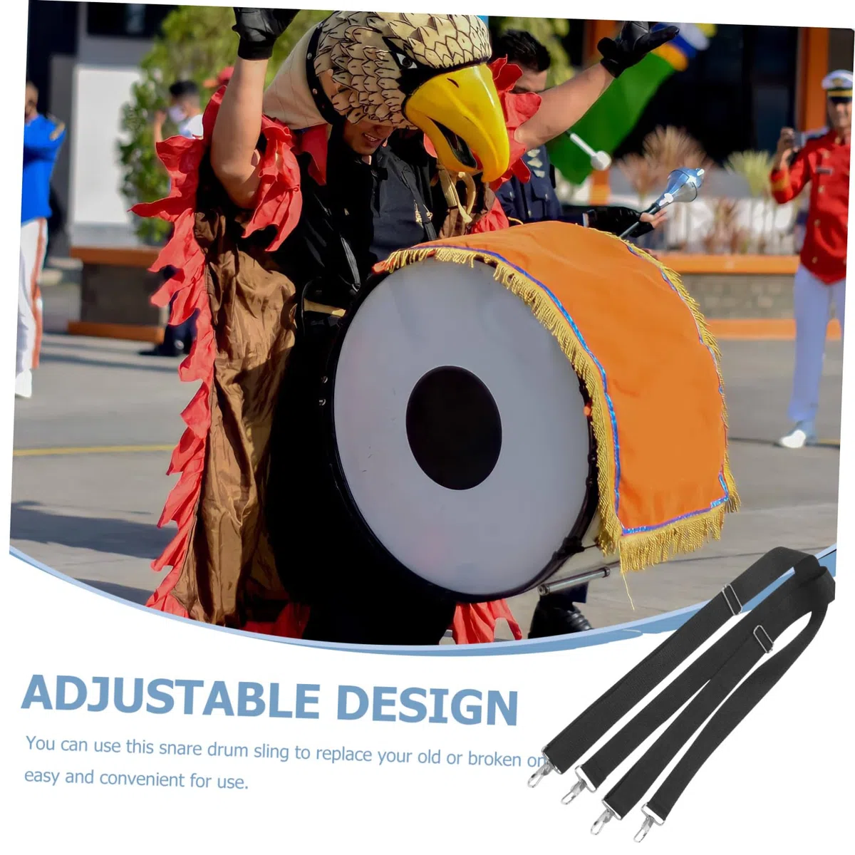 Verstellbarer mit Bequemem Tragegurt Marschtrommel aus Nylon Schultergurt zur Handfreiheit für Snare Drum bei Parade und Performance