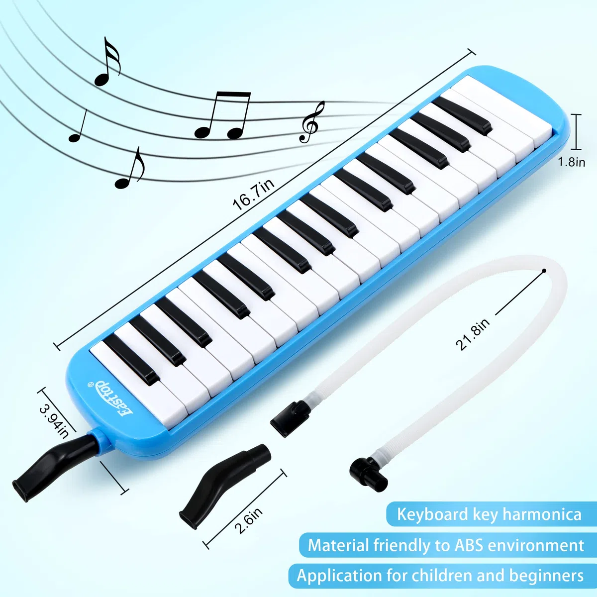 East top 32-Tasten Melodica, Professioneller Mund Melodica Keyboard Orgel, Blau