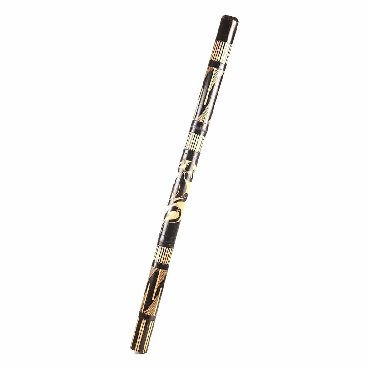 Didgeridoo Bambus Holz Aborigini bemalt geschnitzt Instrument fair Gecko Schildkröte Dot Painting (geschnitzt schwarz)