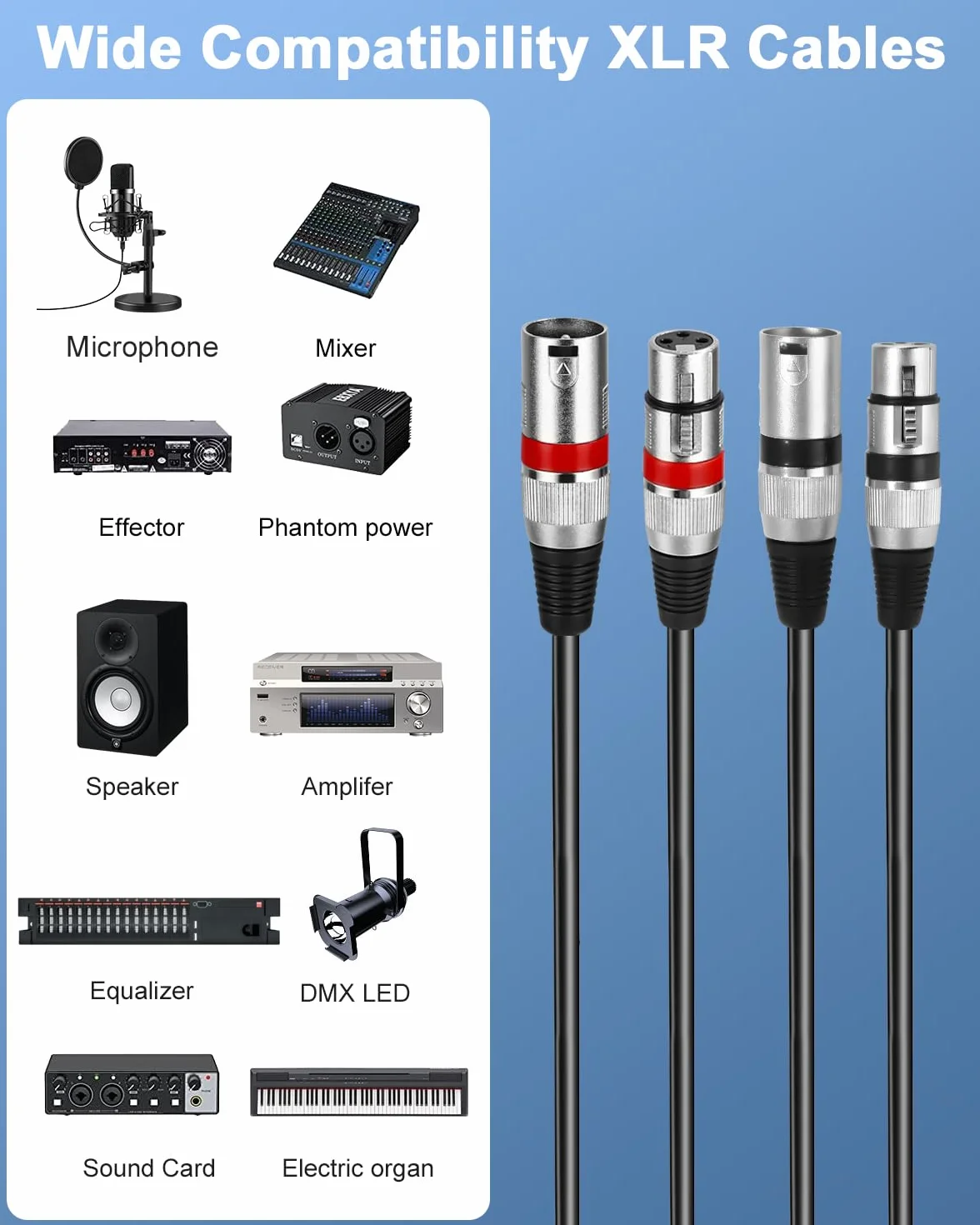 PERMUST 2 Pack XLR Kabel 10M Symmetrisches Mikrofonkabel, XLR-Stecker auf Buchse, Verlängerungskabel für Studio-Recorder, Mikrofon, Mixer, Lautsprechersystem,