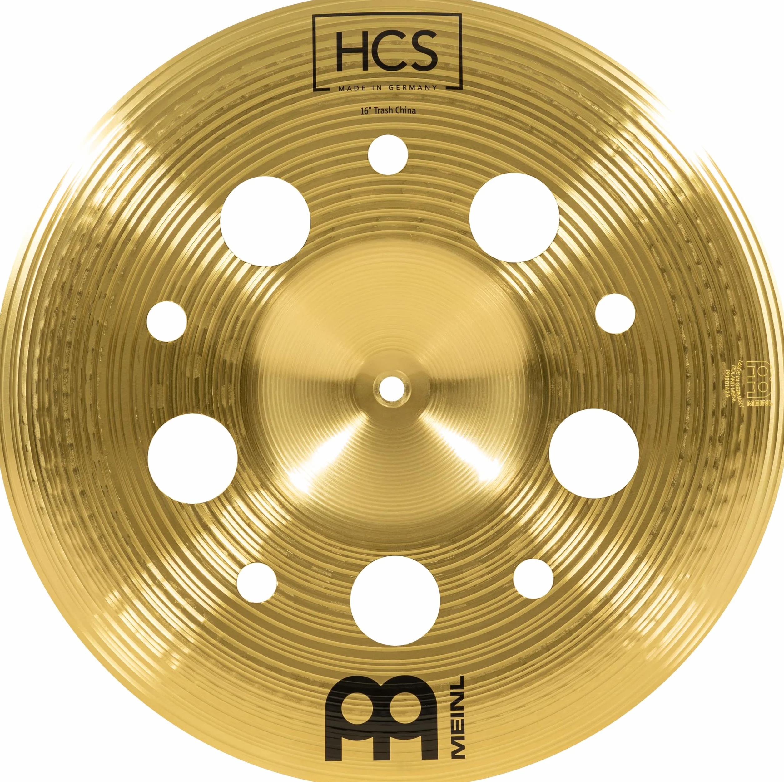 Meinl Cymbals HCS Trash China — 16 Zoll (Video) Schlagzeug Becken mit Löchern (40,64cm) Messing, Traditionelles Finish (HCS16TRCH)
