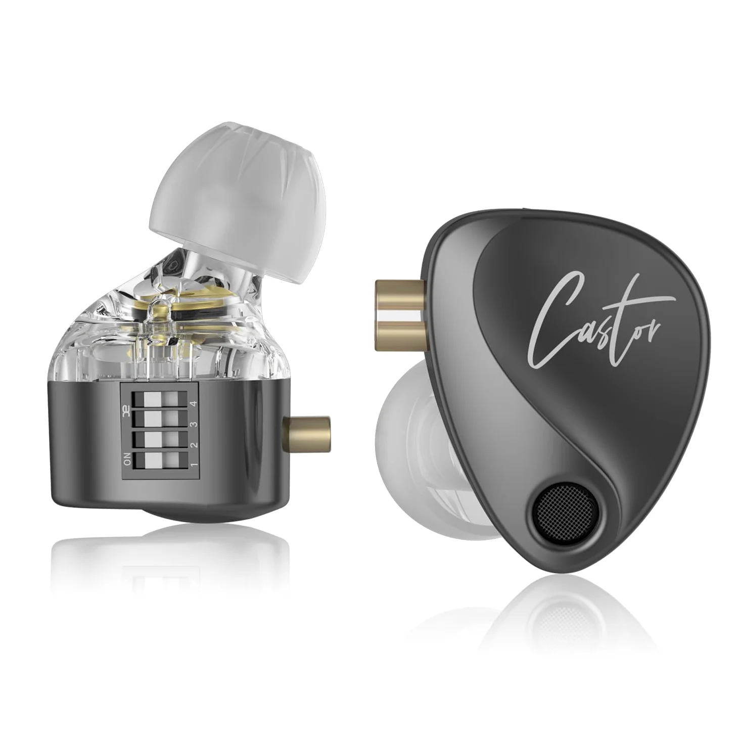 KZ Castor Bass Edition IEM mit zwei dynamischen Treibern, abstimmbarer Sound, kabelgebundene Kopfhörer, Gaming-Ohrhörer mit 4-stufigem Einstellschalter, geräuschisolierend