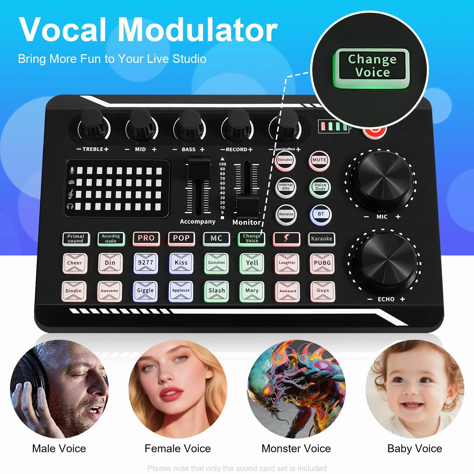 Live-Soundkarte und Audio-Interface, F998 Bluetooth Studio Mixer, Live Voice Changer, 1200mAh für Handys und Computer (Windows/MAC/Android/IOS-Systeme)