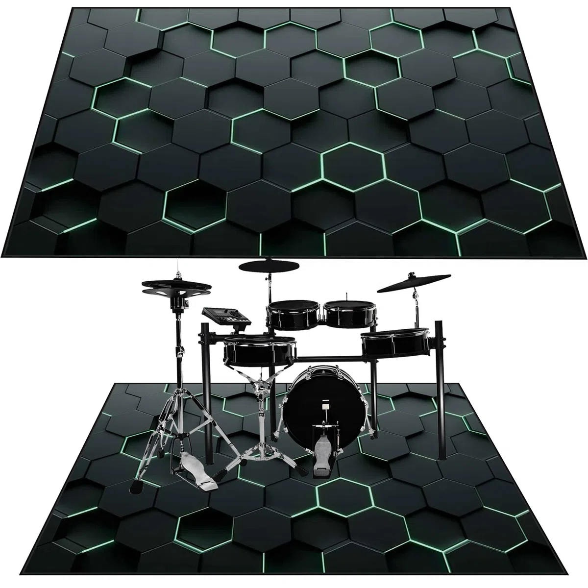 160 x 140 cm Schlagzeugteppich Schalldicht Drum Teppich rutschfest Trommelteppich Musikinstrumente Bodenmatte Professionelle Schlagzeug Teppich Elektronisches Jazz Schlagzeug Kit für Bass Snare Drum