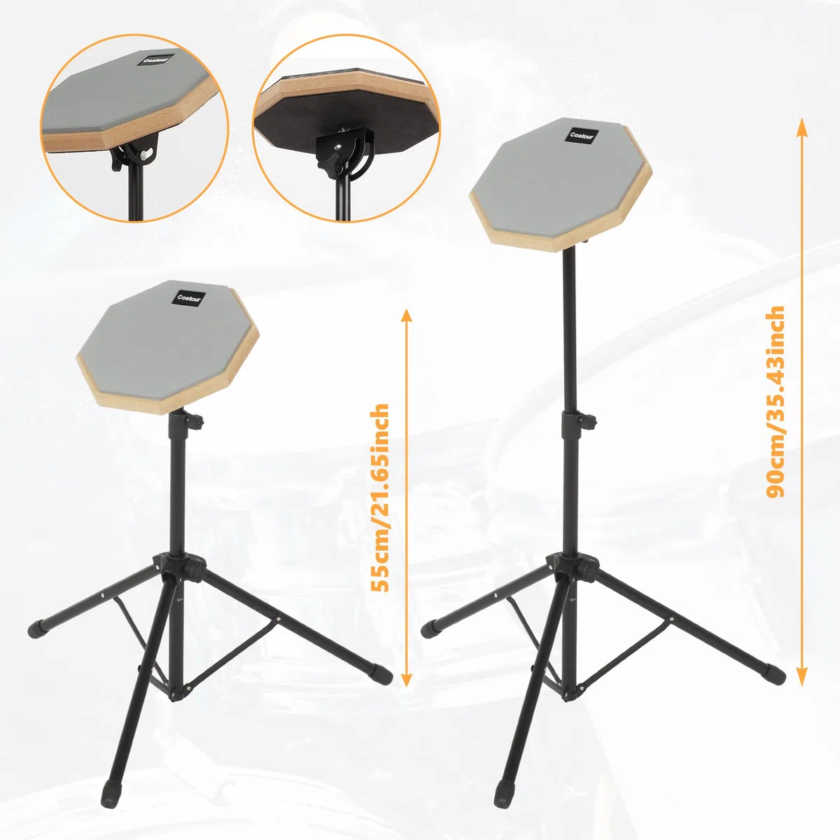 Gummi Drum Practice Pads übungspad kit 55-90cm Verstellbarer Bügel 8 Zoll schlagzeug Übungspad Drum Pad Set Mit Ständer Schlagzeug Sticks Aufbewahrungstasche für Schlagzeugern Anfängern