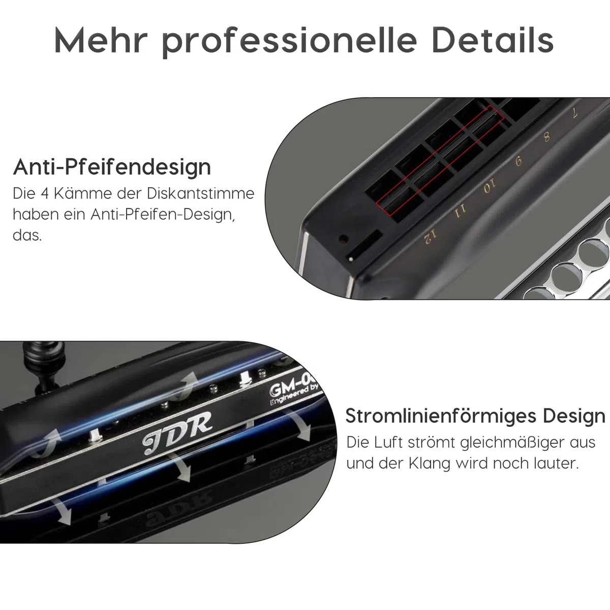 JDR Chromatische Mundharmonika C Key 12-Loch 48 Töne Chromatische Mundharmonika Key of C für Kinder Anfänger Erwachsene Profi Spieler Eltern | GM0648