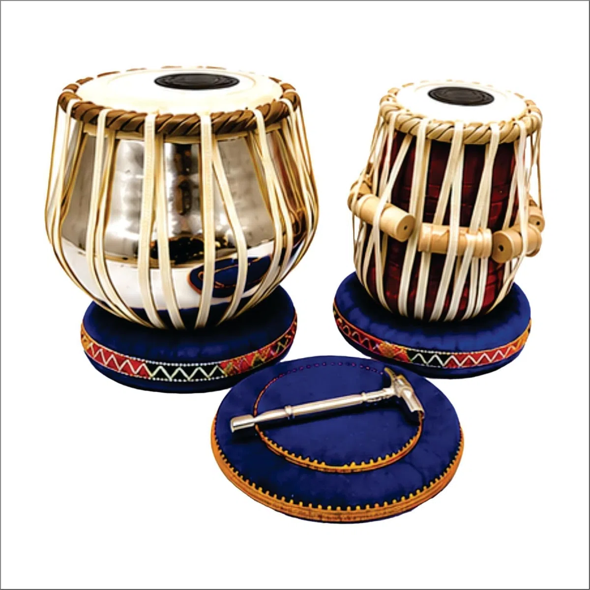 Steel Tabla Set, Basic Tabla Drums Set, Steel Bayan, Dayan mit Hammer, Kissen und Bezug - Perfekte Tablas für Schüler und Anfänger und Profis, Indisches Musikinstrument Tabla Set