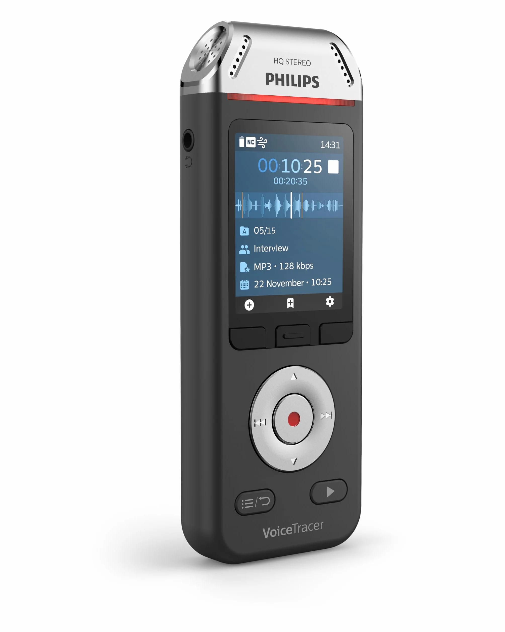 Philips VoiceTracer DVT2110 digitales Diktiergerät Audiorecorder Aufnahmegerät für Notizen 2 High-Fidelity, Mikrofone, 8GB
