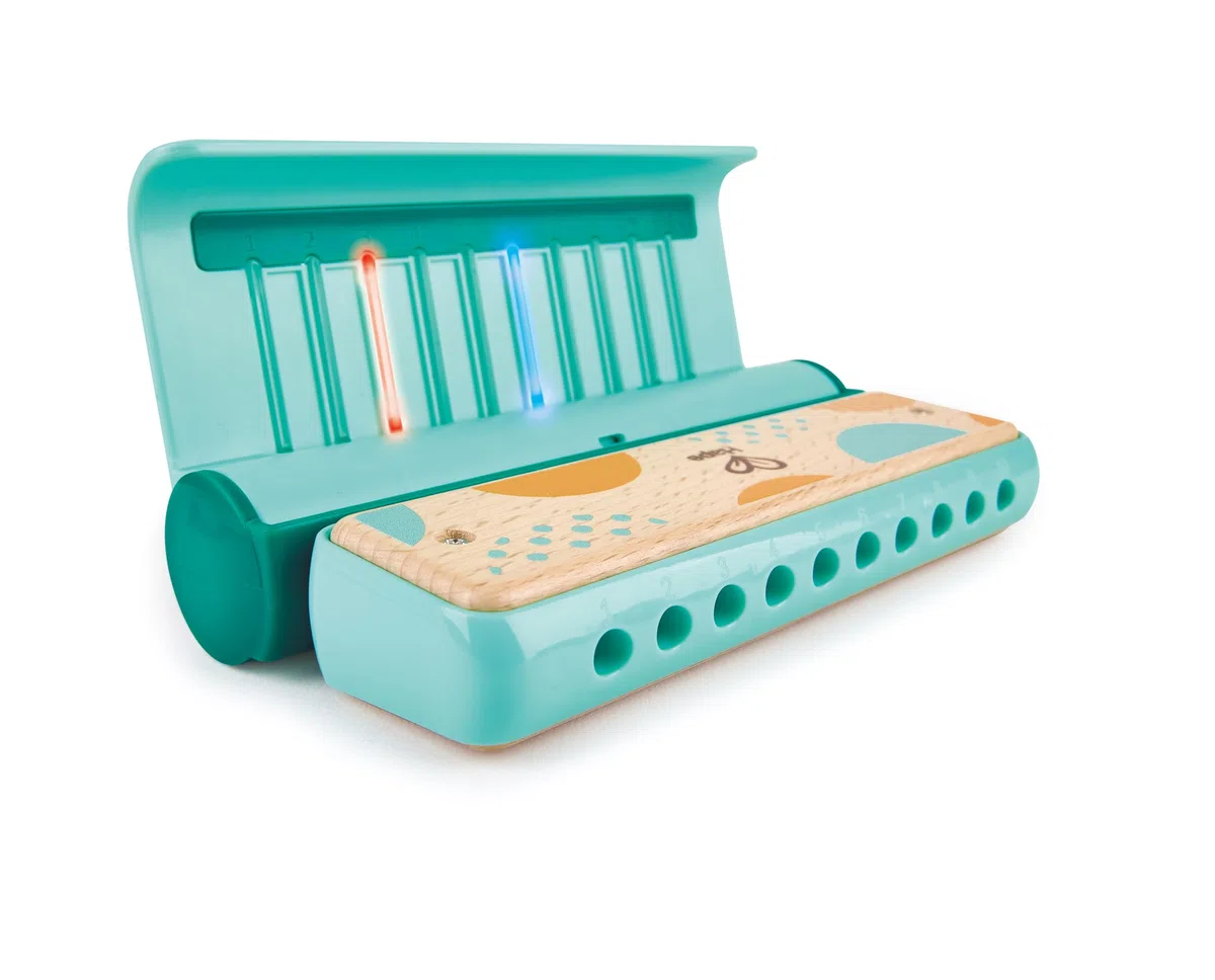 Hape Leuchtende Lern-Harmonica - Mundharmonika Musikspielzeug mit Licht für Kinder, Lerninstrument, fördert musikalische Früherziehung, Rhythmus, Motorik und Kreativität, für Kinder ab 3 Jahren